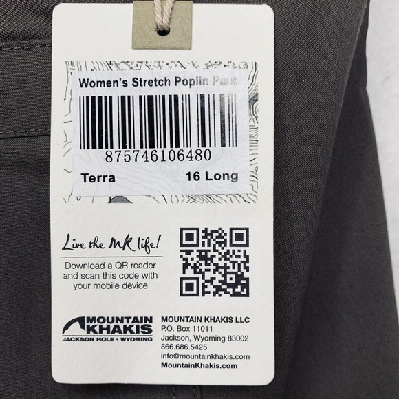 Mountain Khakis Stretch Poplin Pants Womens Size 16 Tall Terra Brown NWT $80 - Picture 13 of 13